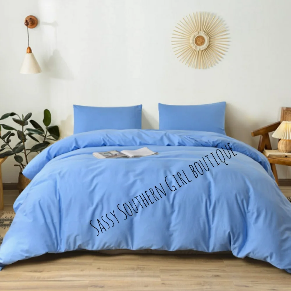 🆕⭐Powder blue 100% Cotton Duvet cover set